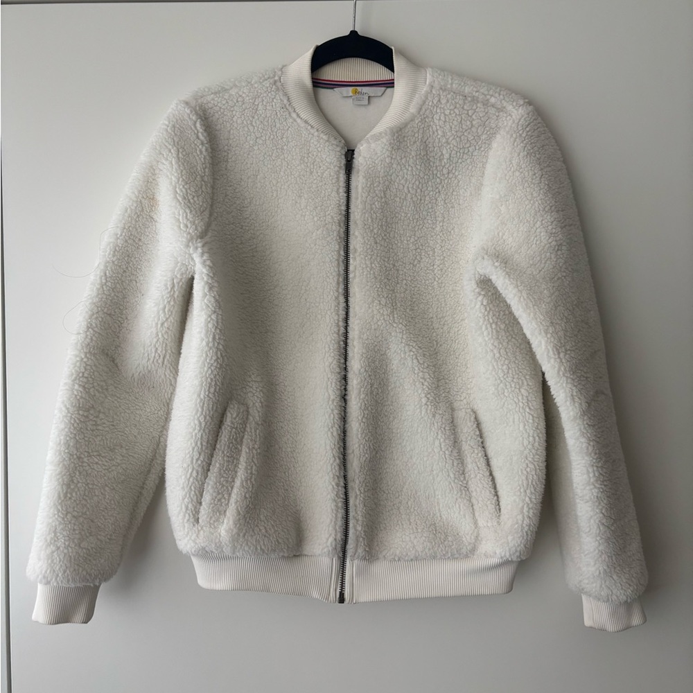 Boden White Sherpa Bomber Jacket